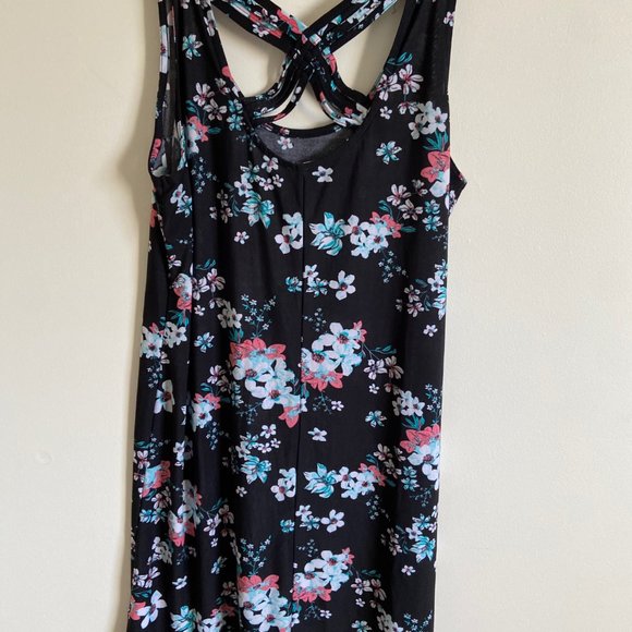 Large 2 Dye 4 Black with blue and pink flower casual summer dress - Picture 7 of 13